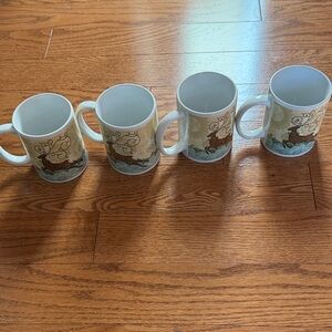 GANZ Reindeer Mugs with Festive Design - Set of 4